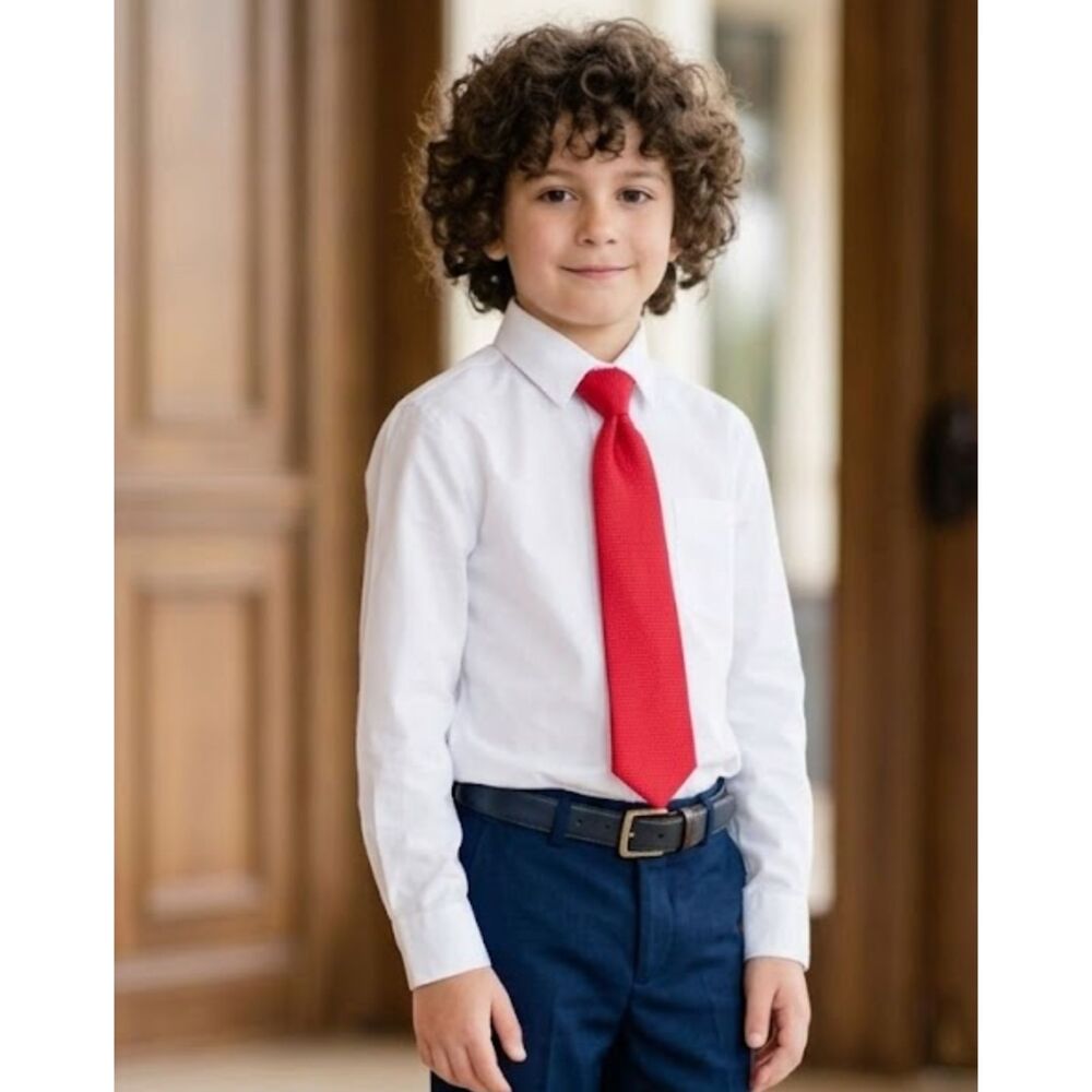 New Von Maur XMI Red Zip Neck Tie 11"Formal Wedding Event (Boys 4-7)